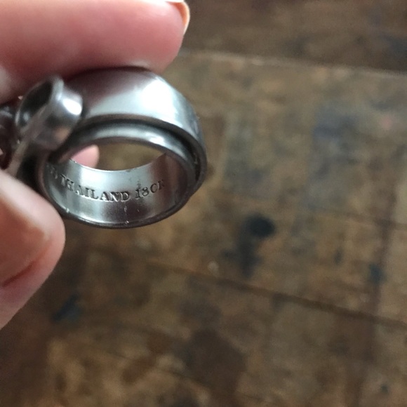 Vintage ring silver tone stainless fork turned - Picture 7 of 8